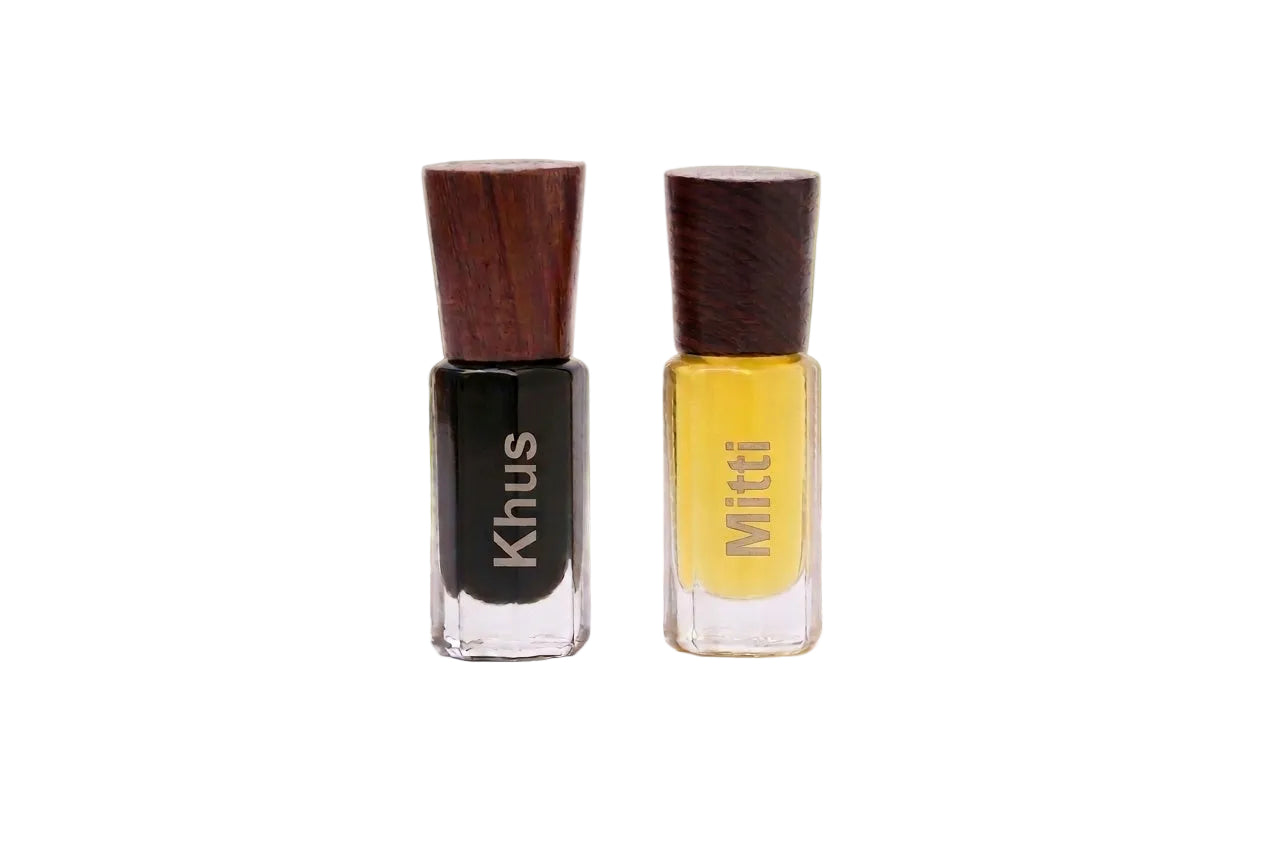 Nafastar Earth & Soul Duo: Premium Khus & Mitti Attar Set | Pure Vetiver & Petrichor Perfume Oils