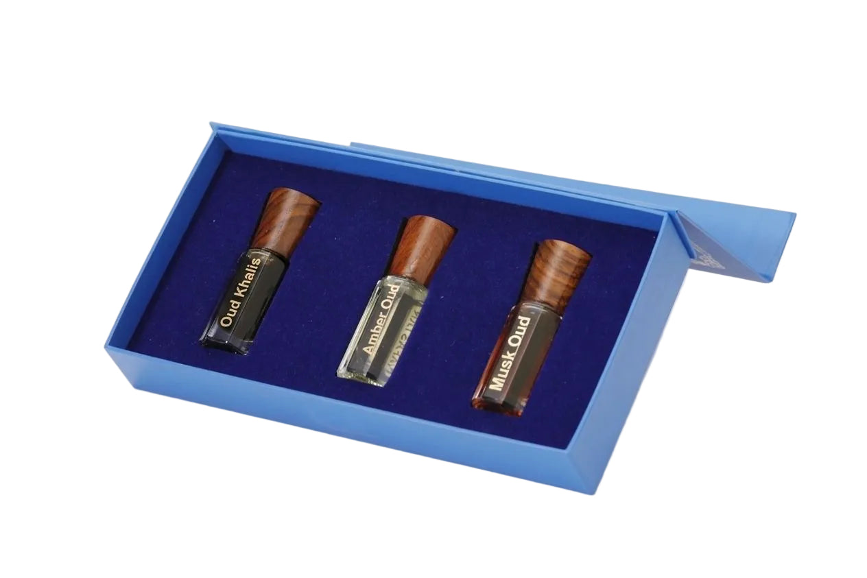 The Royal Oud Trilogy: Premium 3-Piece Attar Gift Set | Pure Oud Khalis, Amber Oud & Musk Oud