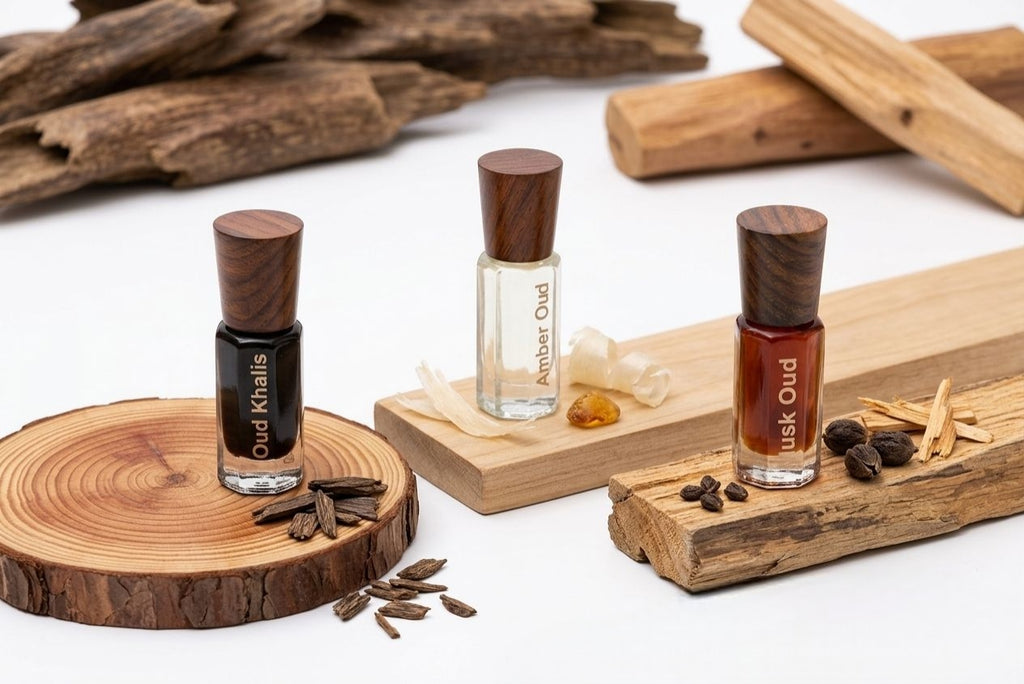 The Royal Oud Trilogy: Premium 3-Piece Attar Gift Set | Pure Oud Khalis, Amber Oud & Musk Oud