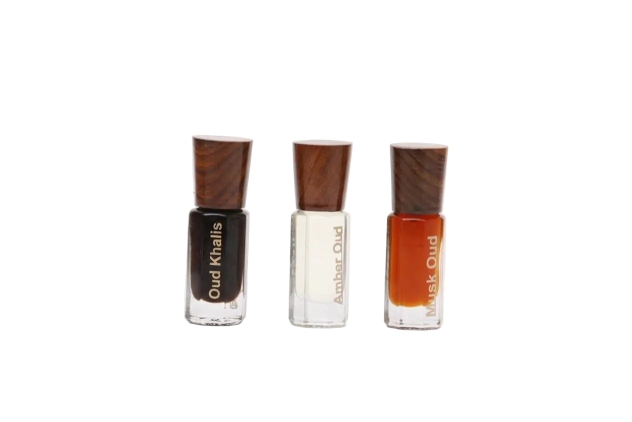 The Royal Oud Trilogy: Premium 3-Piece Attar Gift Set | Pure Oud Khalis, Amber Oud & Musk Oud