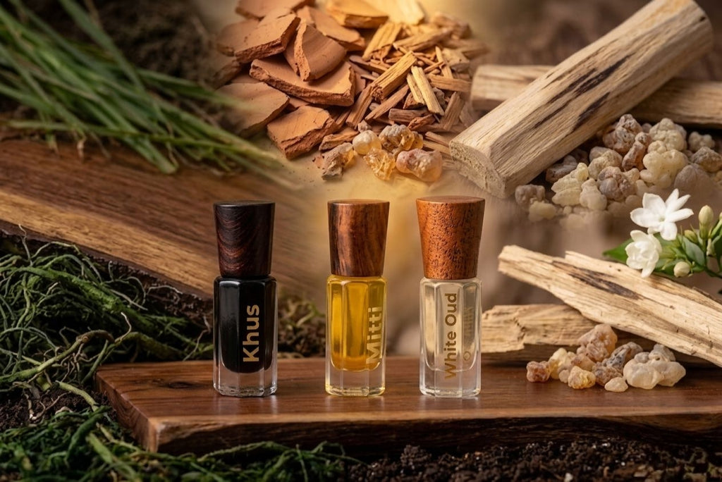 Nafastar Signature Attar Trio – Khus, Mitti & White Oud