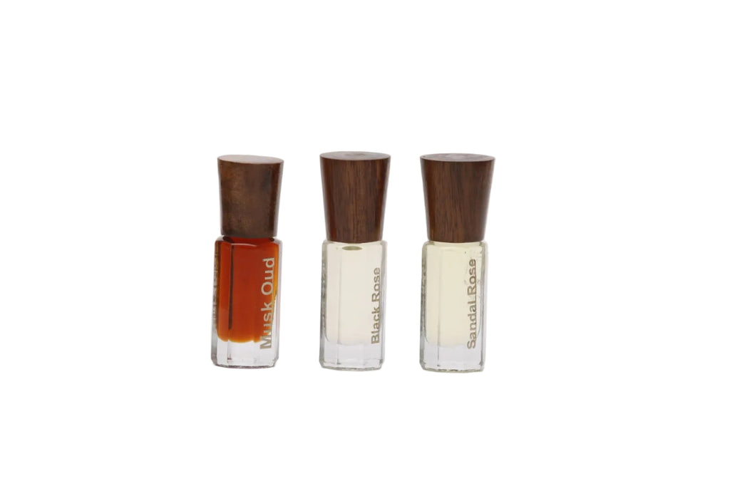 Nafastar Artisan Attar Gift Set | Musk Oud, Black Rose & Sandal Rose | The Heritage Collection