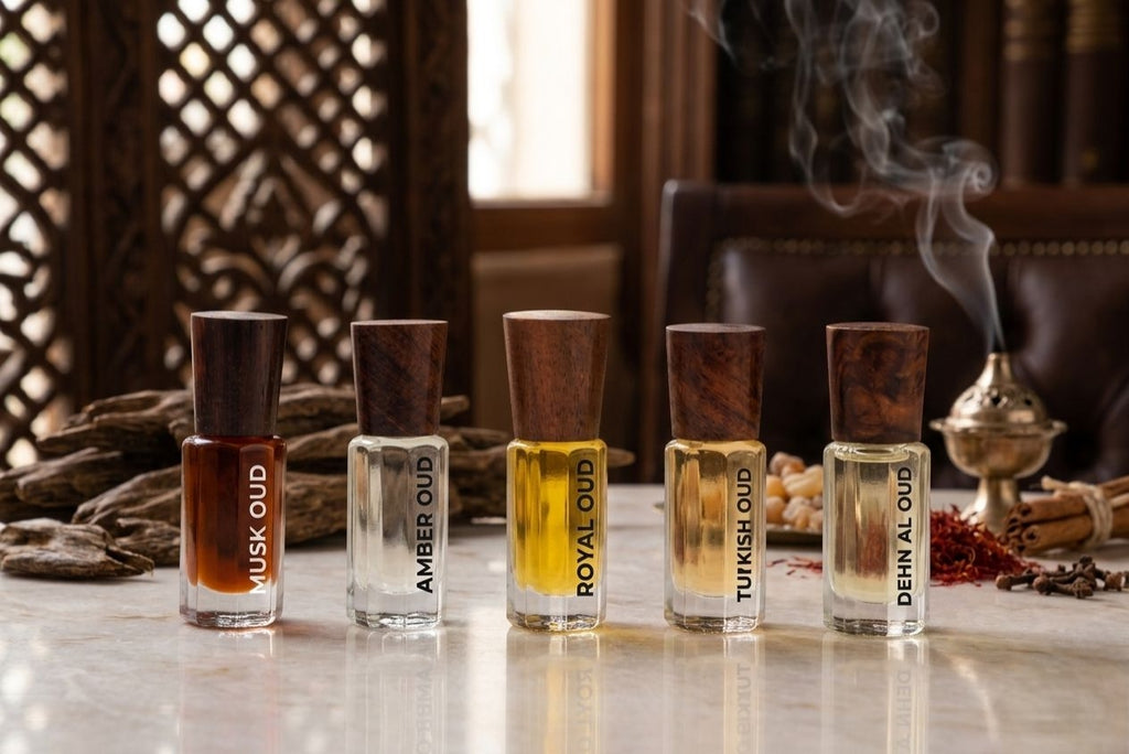 Nafastar Oud Collection | 5-Piece Premium Attar Set | Musk Oud, Amber Oud, Royal Oud, Turkish Oud & Dehn Al Oud
