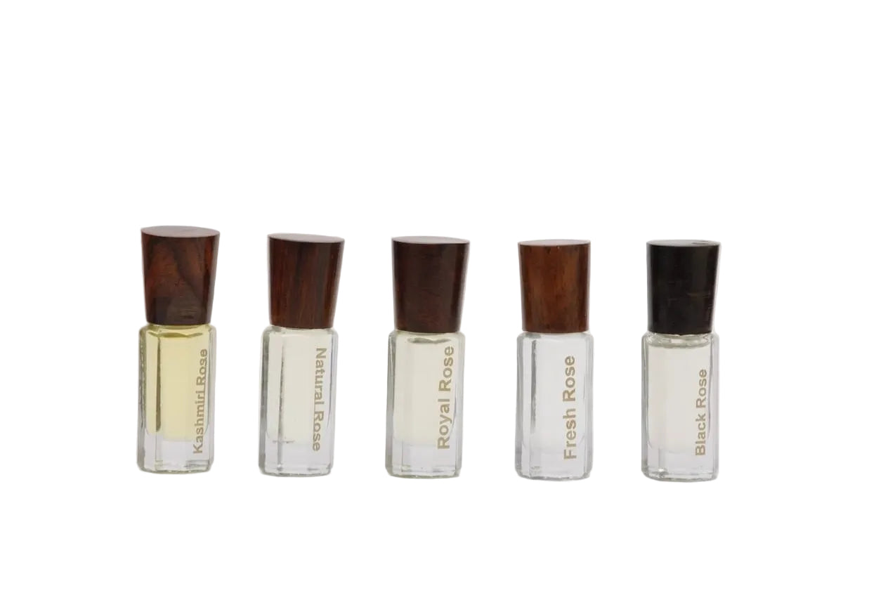 Nafastar Floral Collection | 5-Piece Premium Attar Set | Kashmiri, Natural, Royal, Fresh & Black Rose
