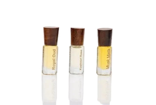 The Nafastar Essentials: Royal Oud, Kashmiri Rose & Musk Malik | 3-Piece Artisan Attar