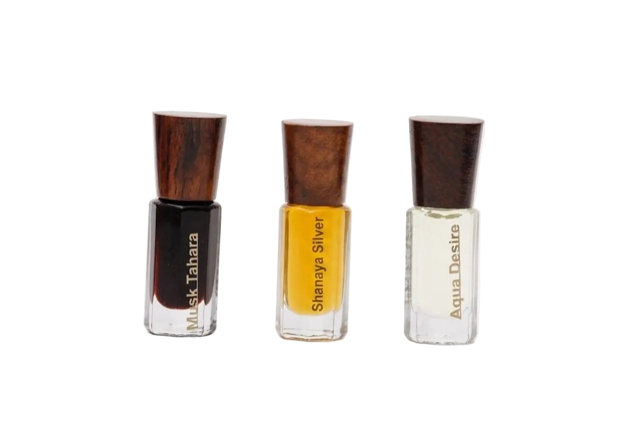 Iconic 3-Piece Attar Collection | Musk Tahara, Shanaya Silver & Aqua Desire |